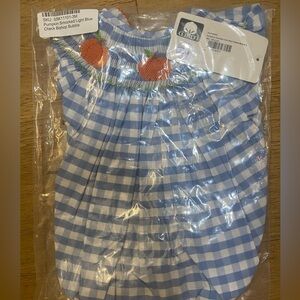 Southern Smocked Light Blue Gingham Pumpkin Baby Girls Dress 3m NWT